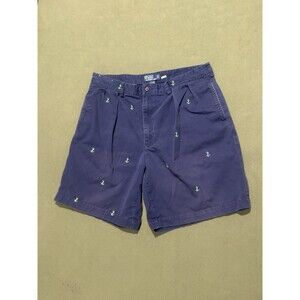 Polo Ralph Lauren Anchor Print Shorts Mens 36 Blue Tyler Fit Cotton Chino Preppy